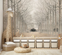 The mural gives a feeling of being in a quiet, cold landscape.

