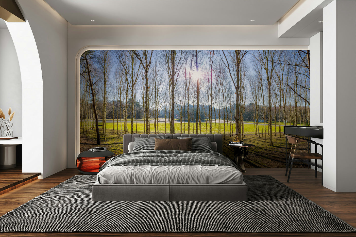 Sunlight filters through the leaves and trees.

