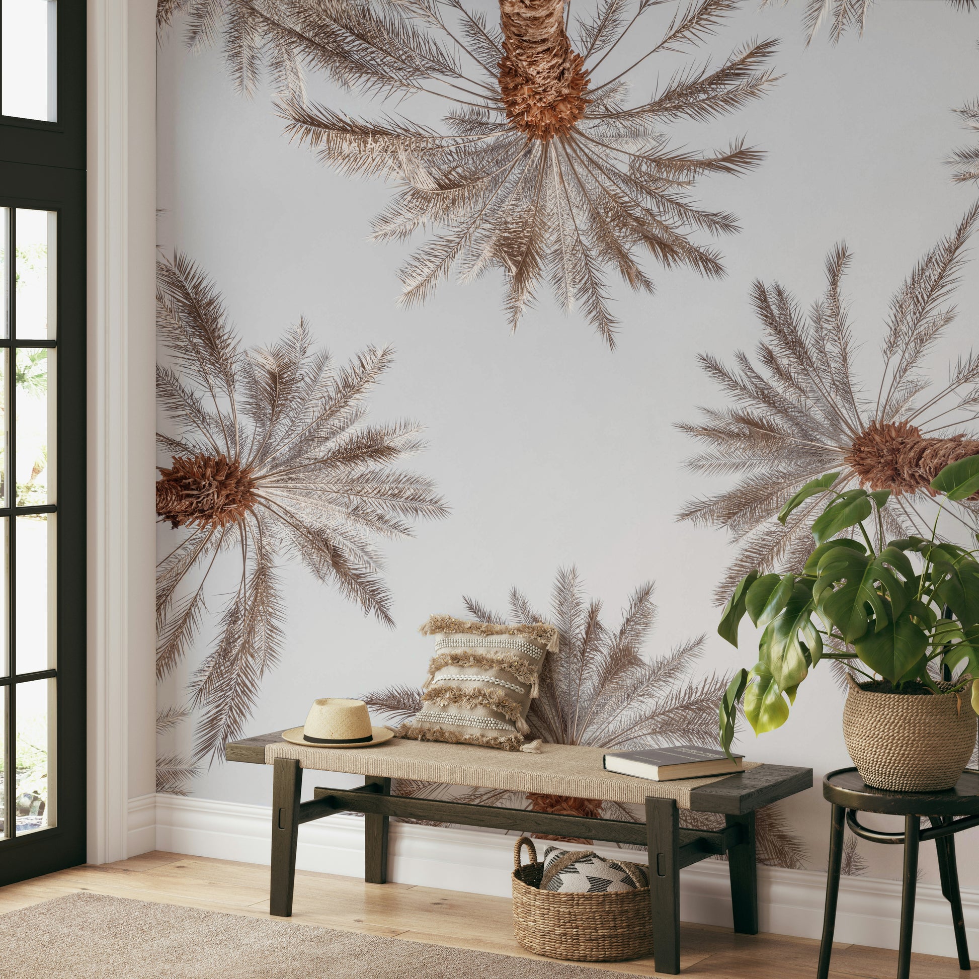 The sky is a pale, clear color.

