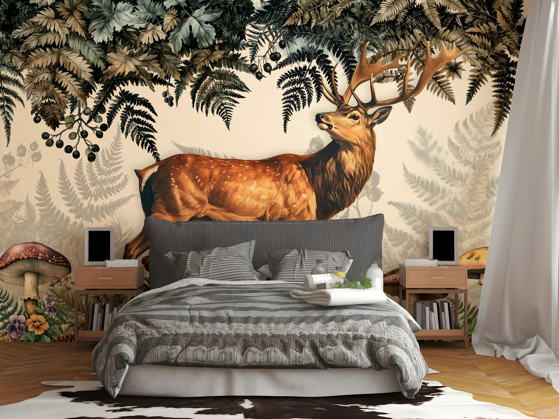 The colors are soft, natural tones of green and brown.

