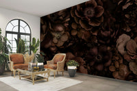 The image shows a repeating pattern of opulent flowers.

