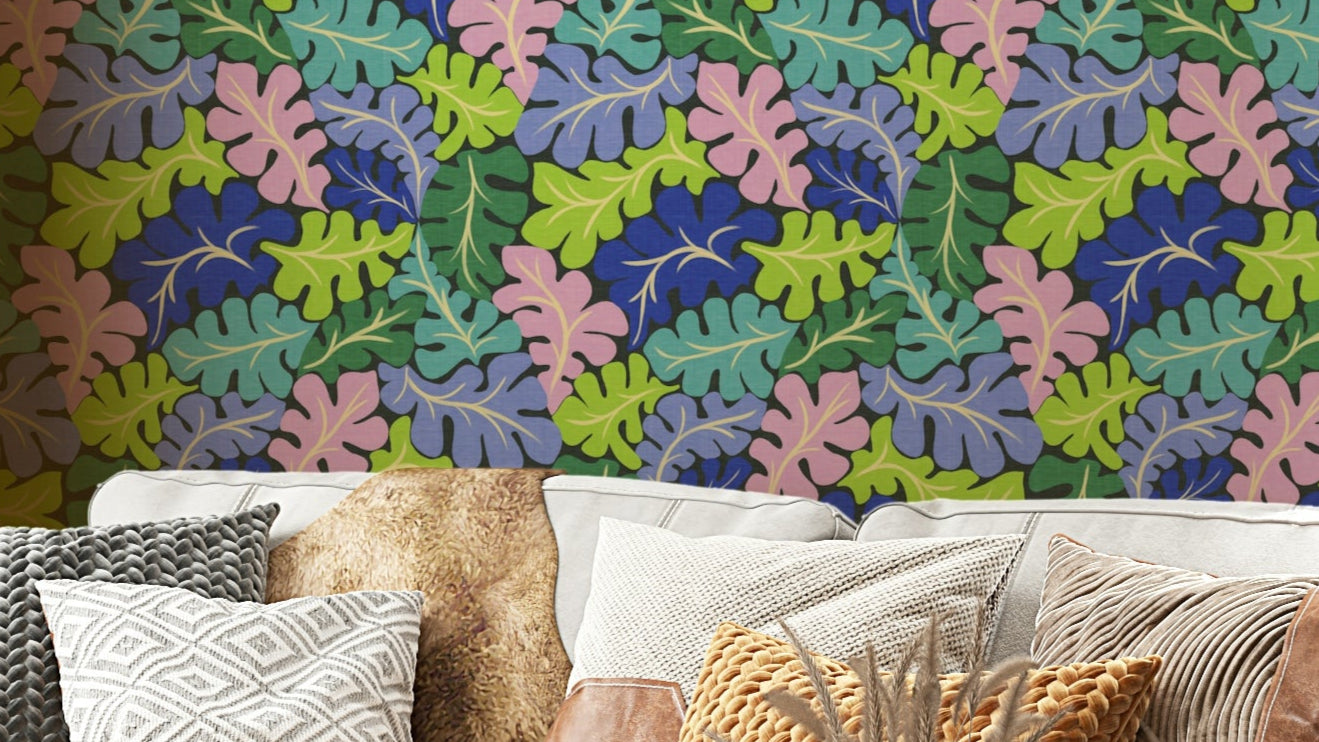 The colors are soft, natural tones like green and beige.

