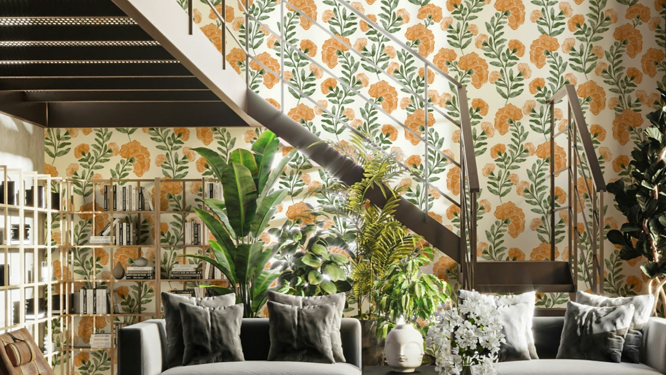 A wallpaper design with a floral pattern.

