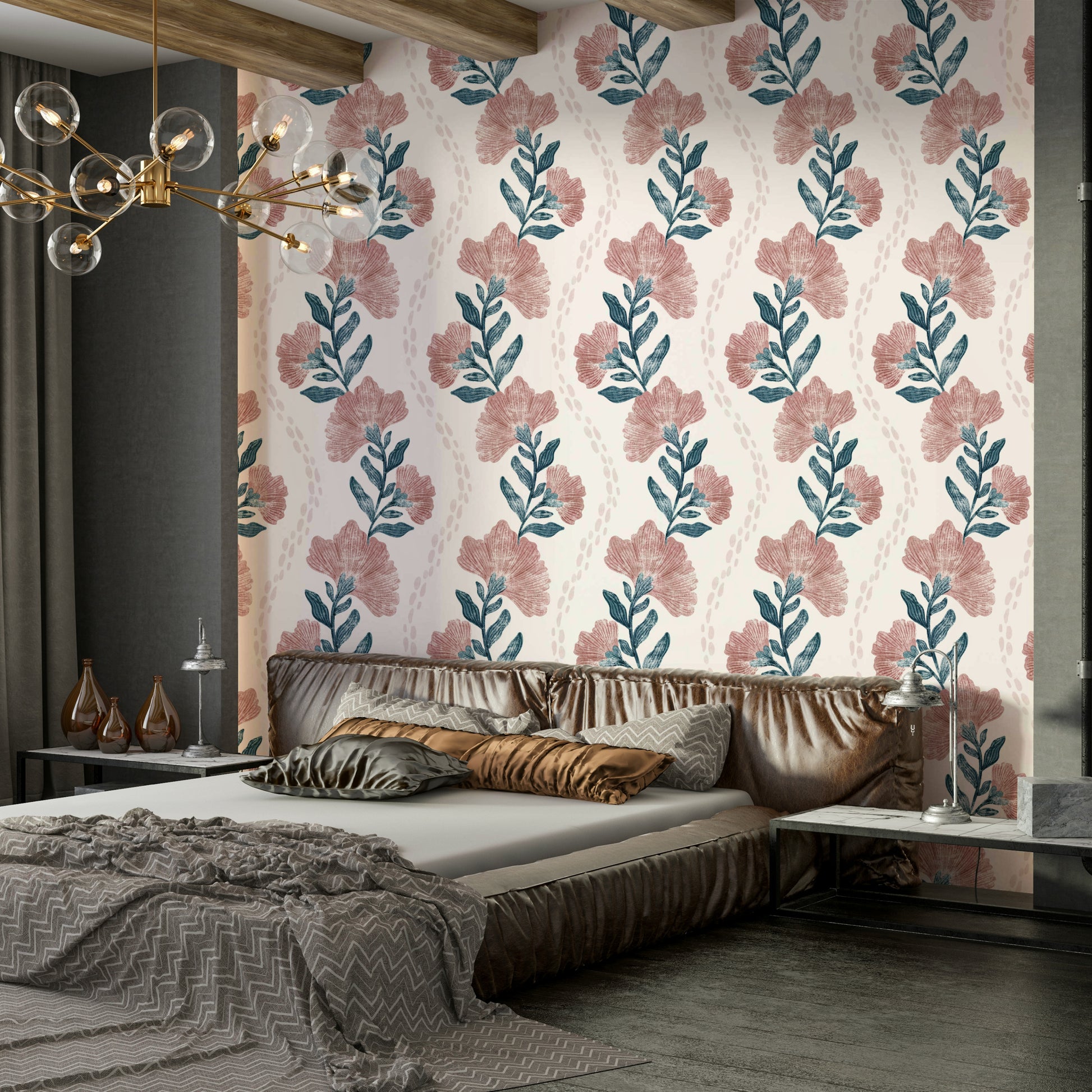 A wallpaper design with a floral pattern.

