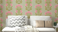 A wallpaper design with a floral pattern.

