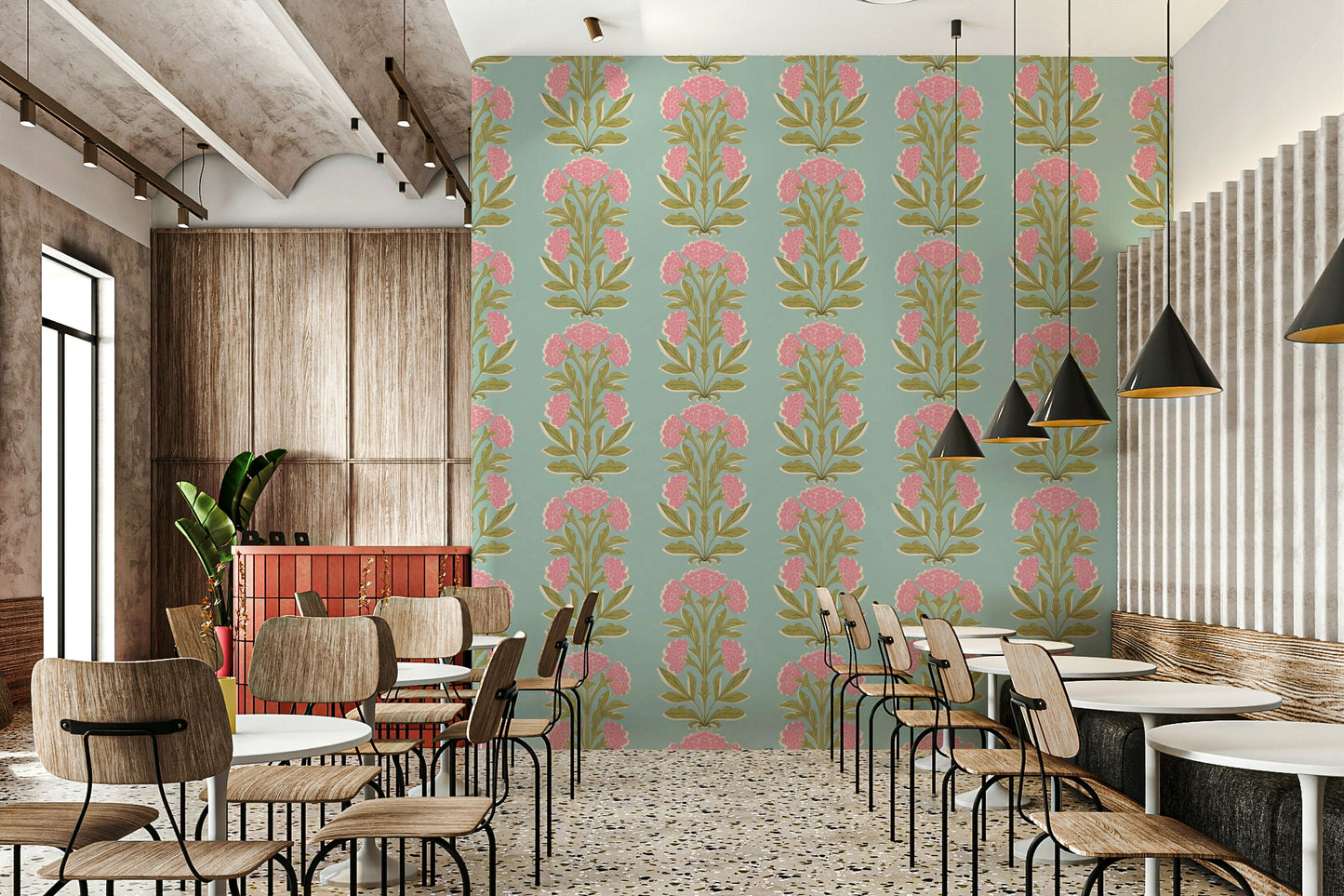 A wallpaper design with a floral pattern.

