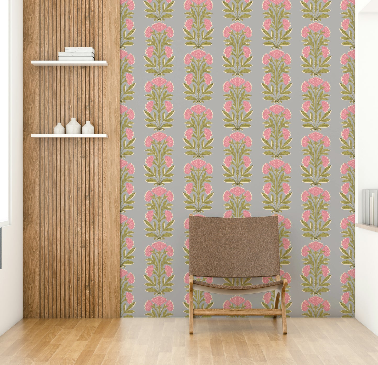 The composition is a symmetrical and repeating pattern.

