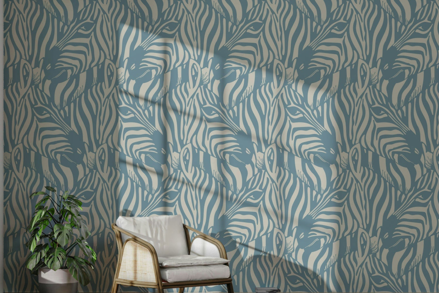 The image shows a peaceful, natural scene with a striped pattern.

