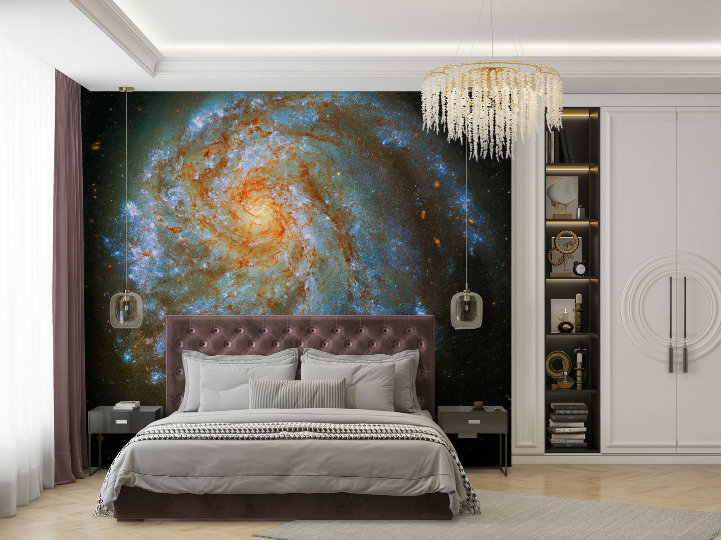 The design gives a feeling of quiet, cosmic beauty.

