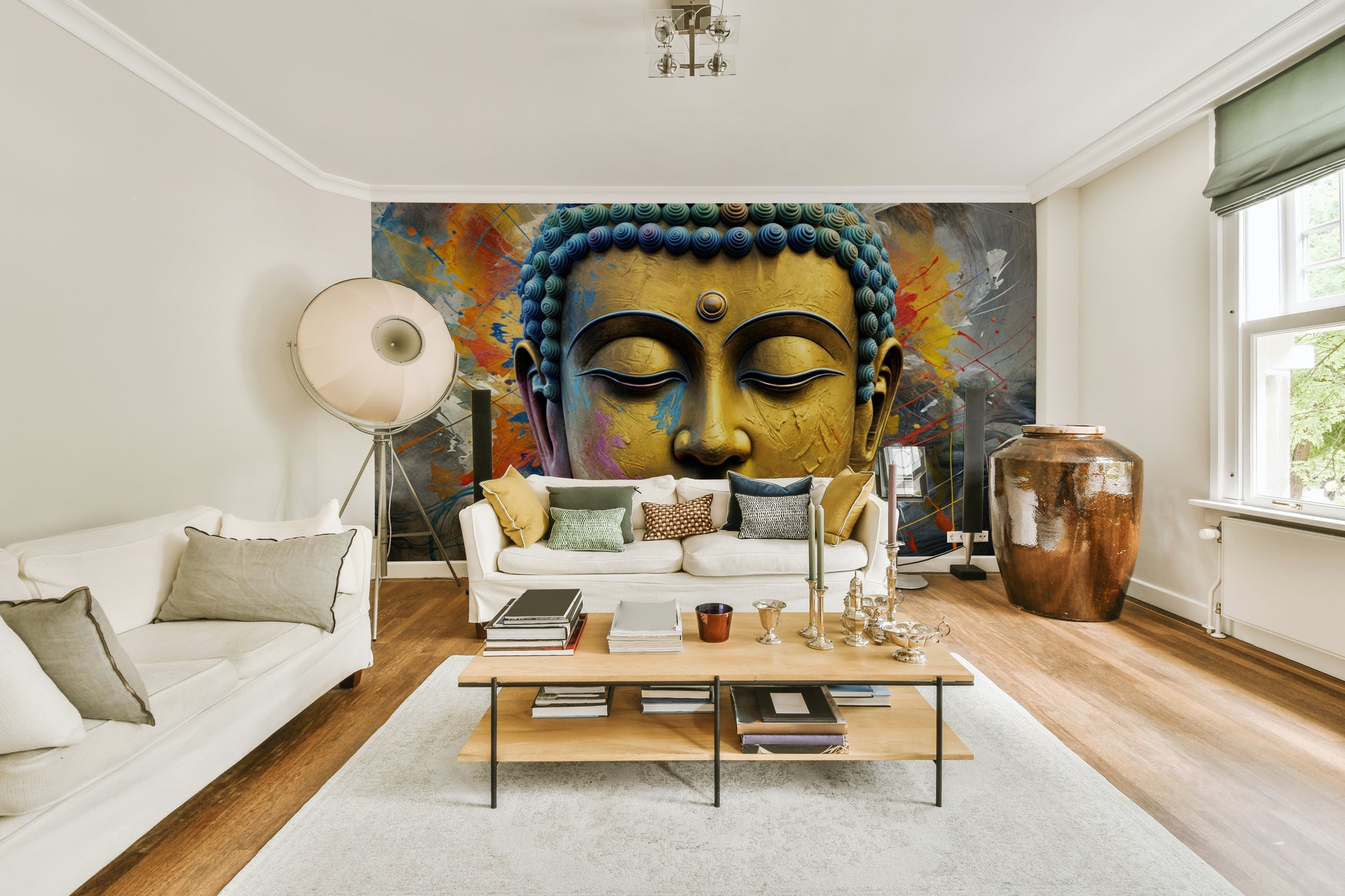 The image has a soft, painted look with a metallic sheen.

