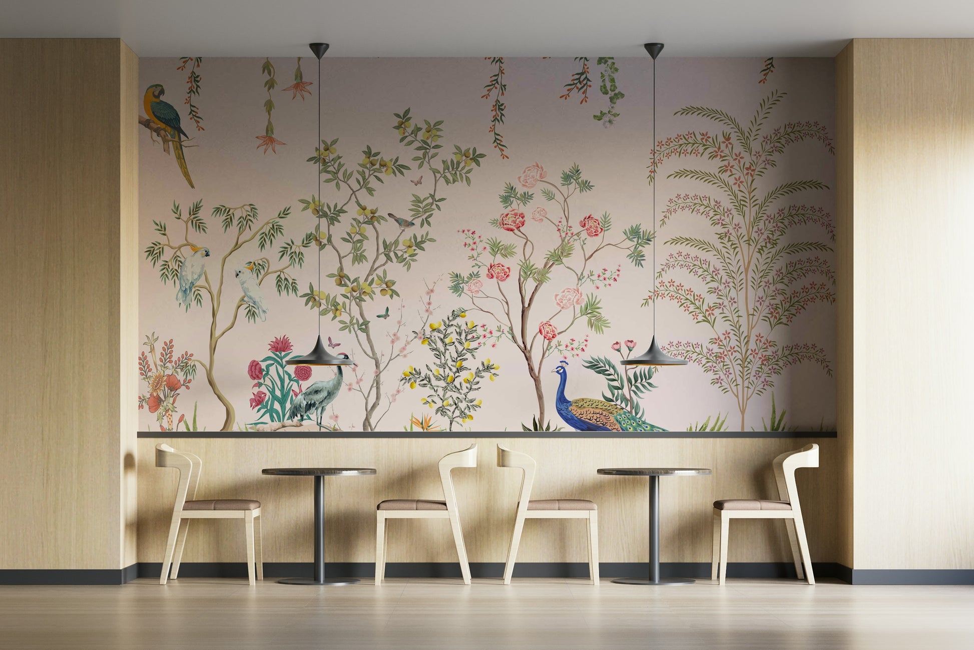 The image shows an artistic impression of a serene Chinoiserie scene.

