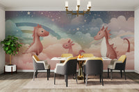 The image shows an artistic impression of a serene cloudscape scene with a dragon.

