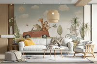 The colors are soft, muted tones of green, gray, and blue.

