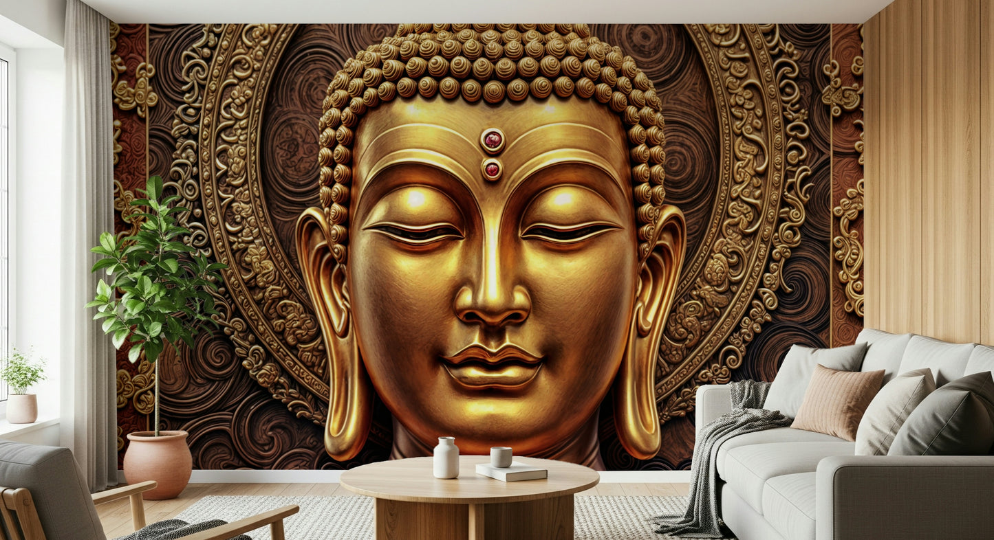 Golden Buddha's Gaze Wall Mural