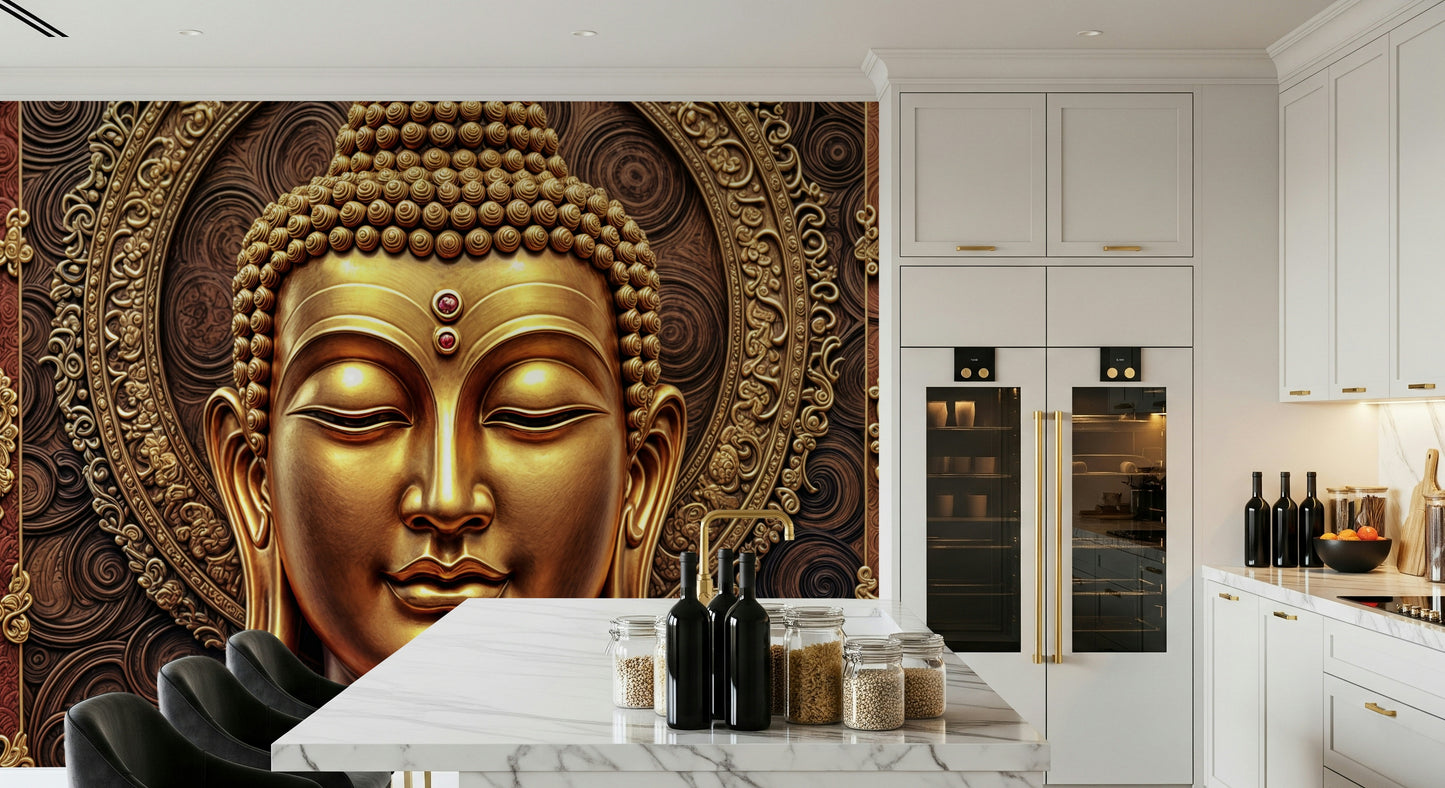 Golden Buddha's Gaze Wall Mural