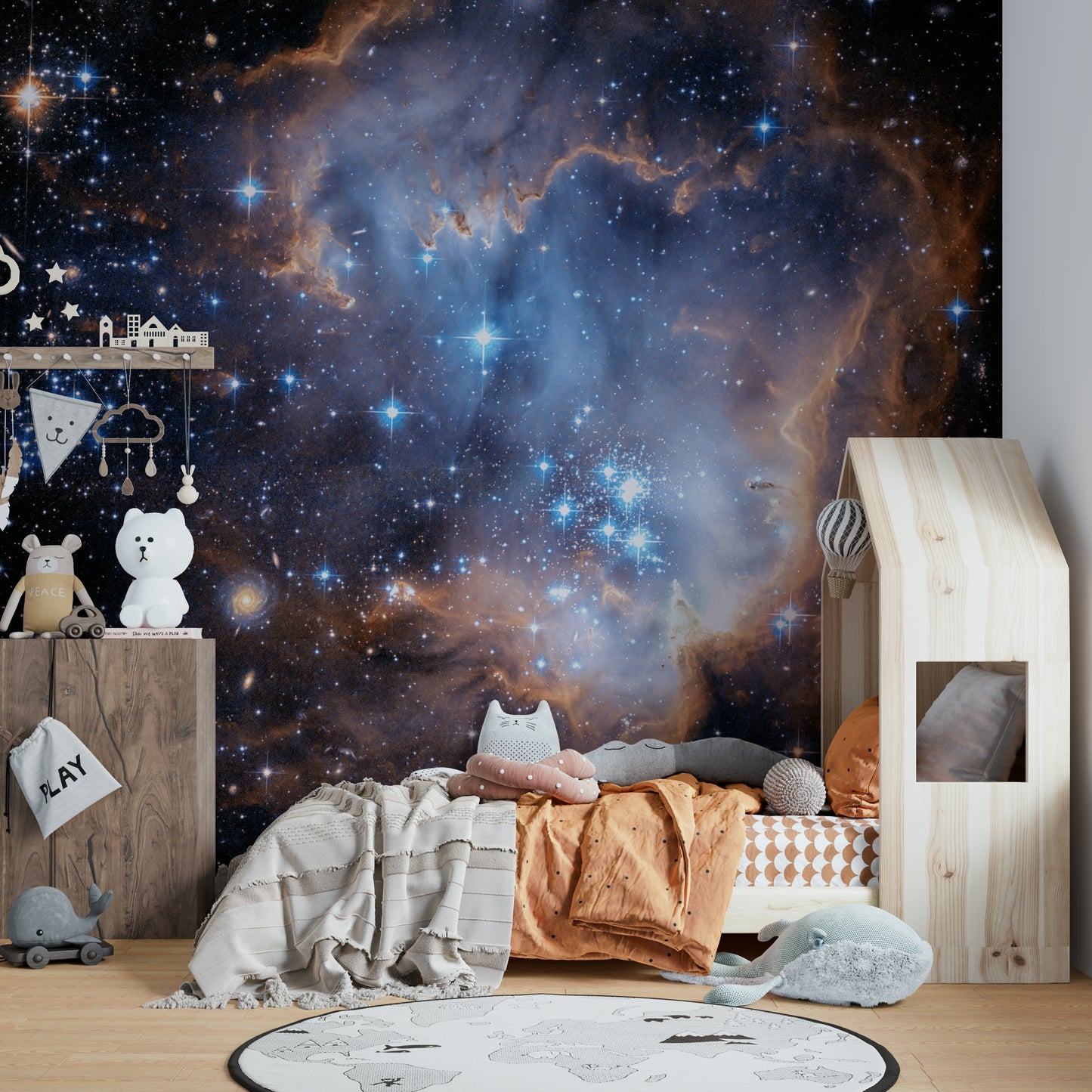 The background is the vast, dark blackness of space.
