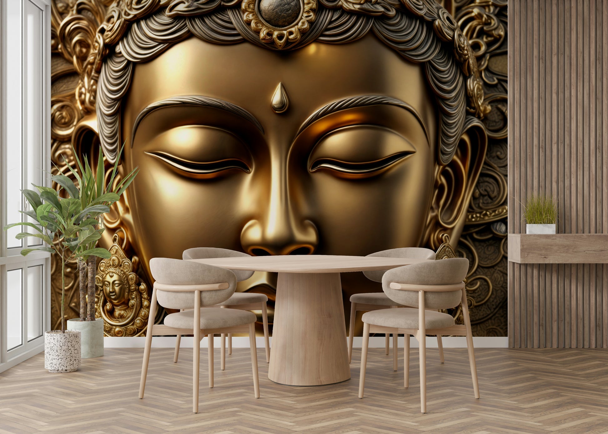 The colors are soft and muted, such as pale gray, beige, and cream.
