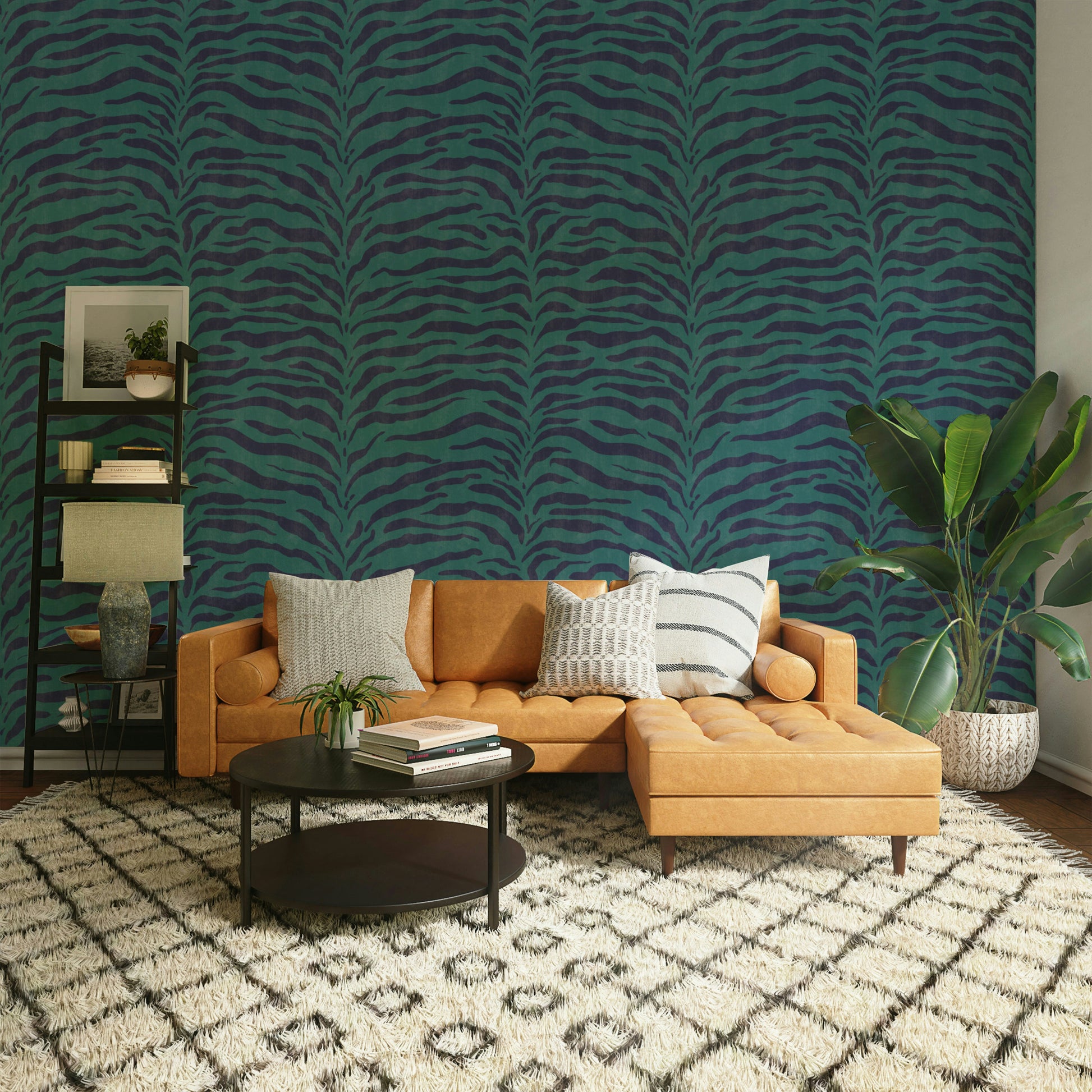 The wallpaper is a high-quality print with sharp lines.
