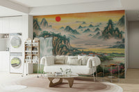 Soft, warm light from the rising sun illuminates the sky.
