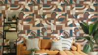 A wall mural featuring a soft, abstract pattern.

