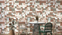 A wall mural featuring a soft, abstract pattern.

