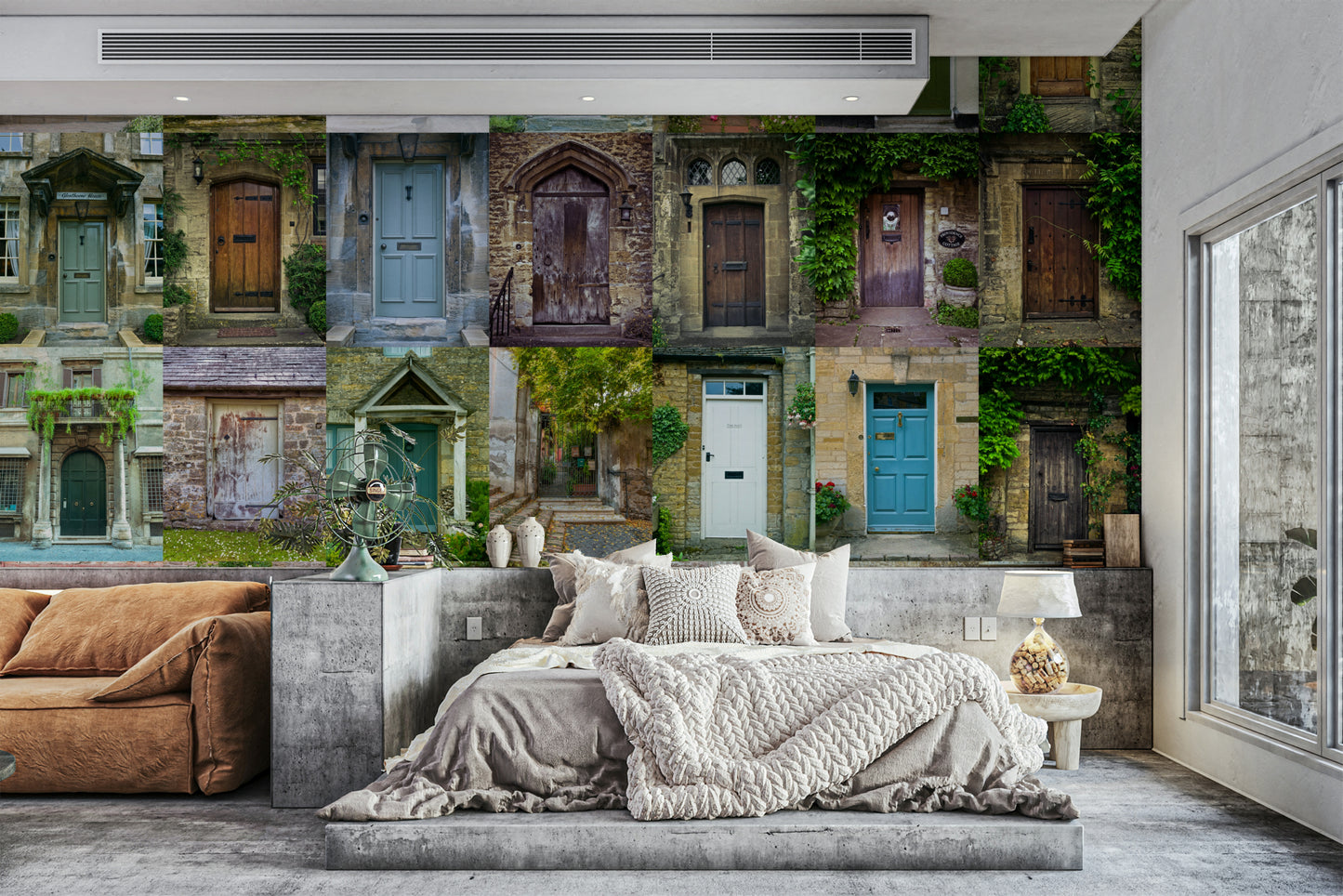 The mural extends across the entire wall, creating a smooth backdrop.

