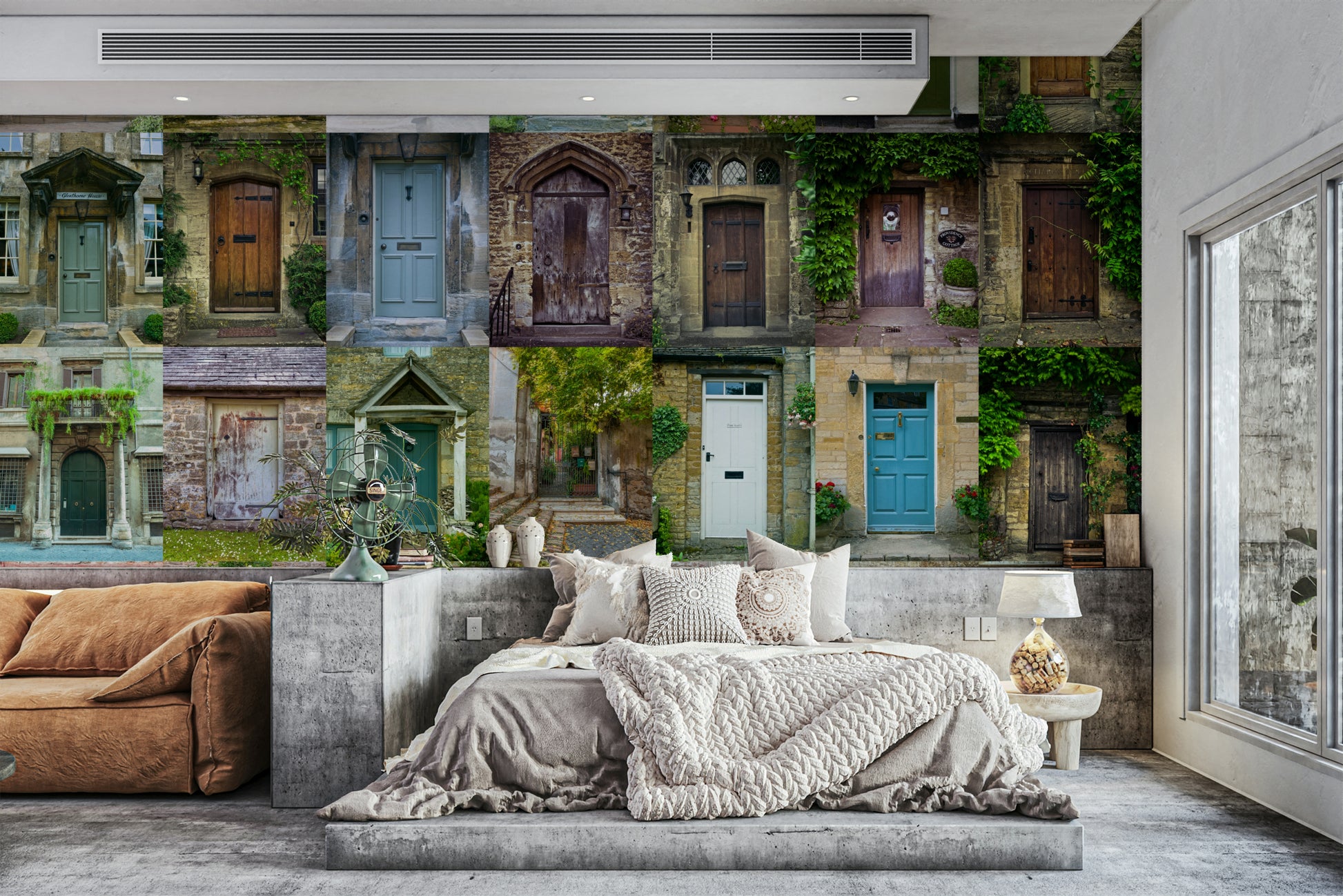 The mural extends across the entire wall, creating a smooth backdrop.

