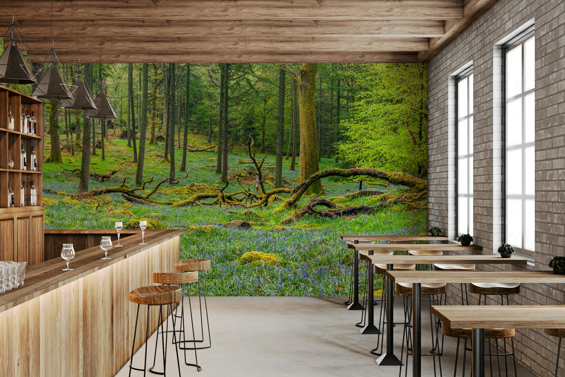 The mural extends across the entire wall, creating a smooth backdrop.

