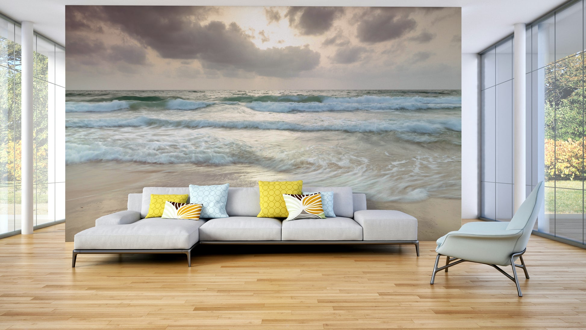 A close-up view shows the fine details of the sand and water reflections.

