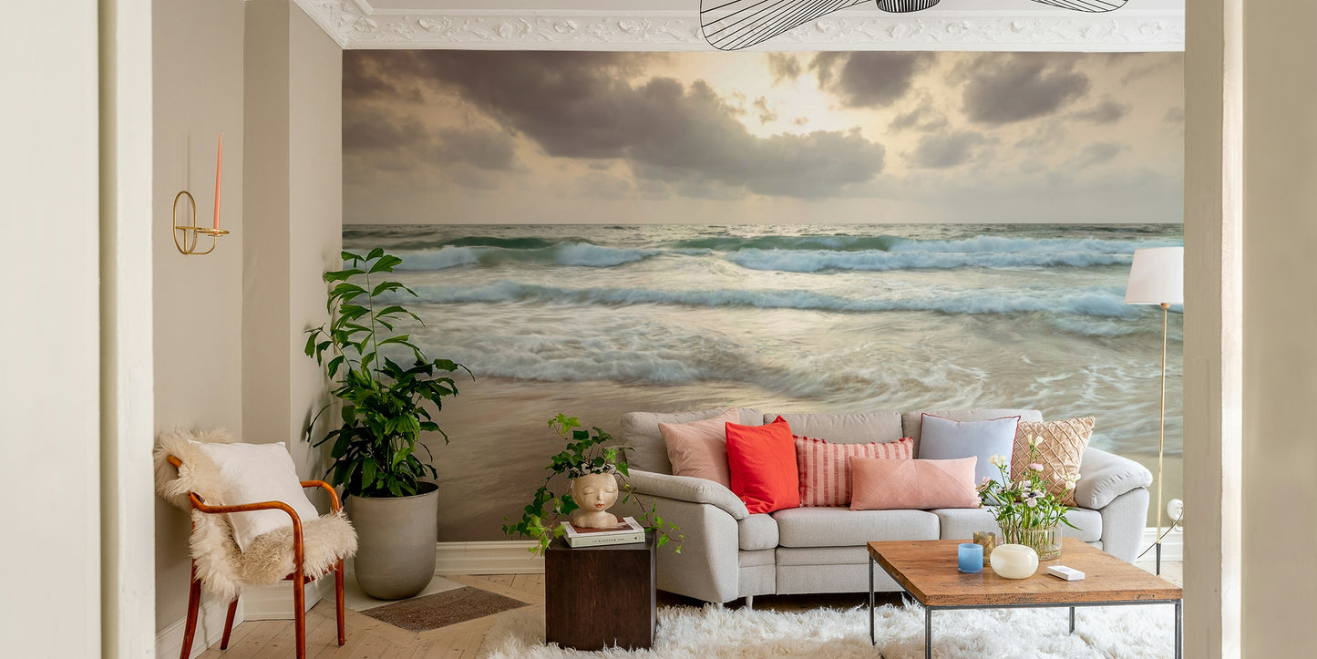 The mural extends across the entire wall, creating a smooth backdrop.

