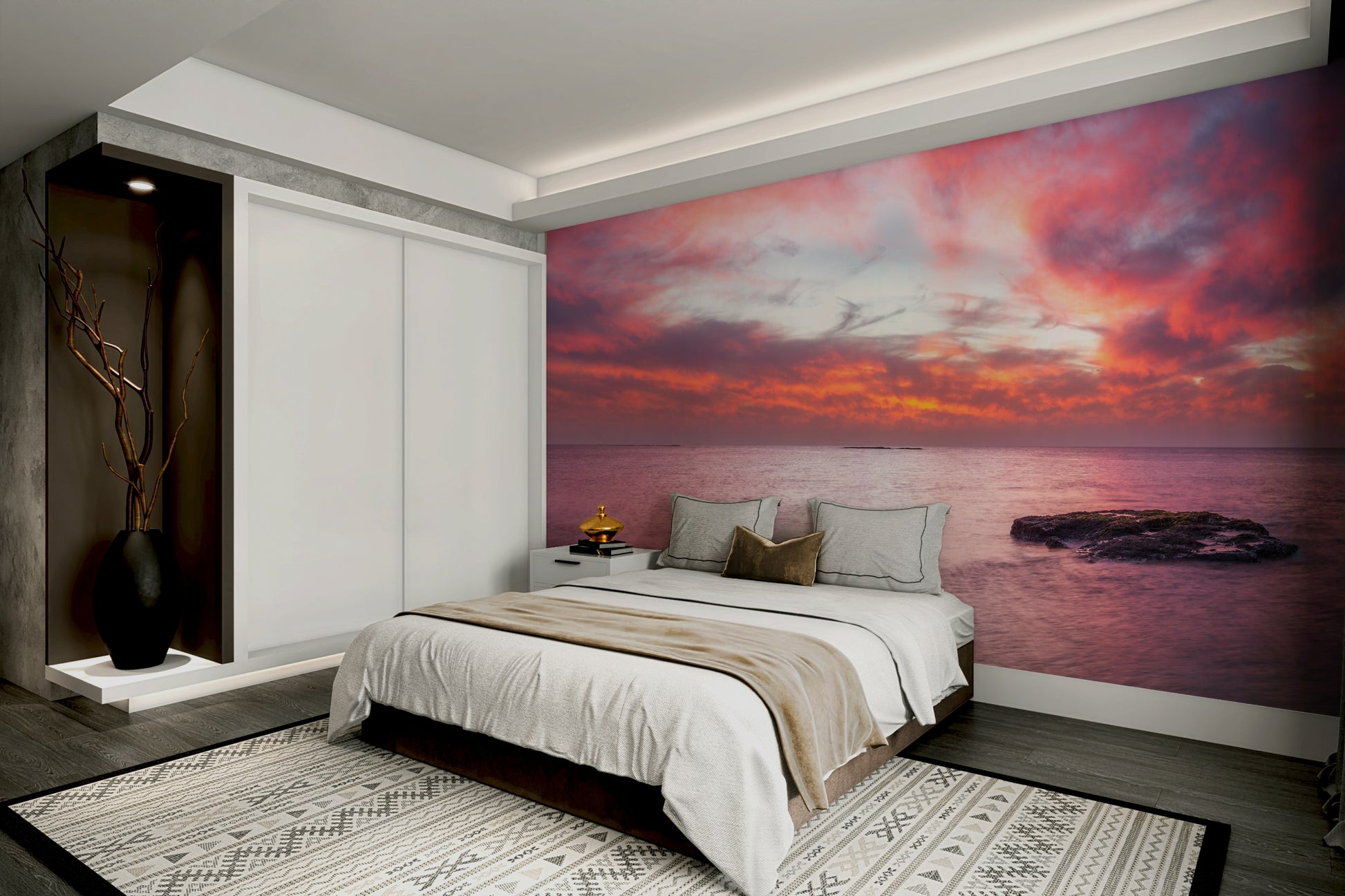 The colors are muted and gentle, with a dominant soft pink tone.

