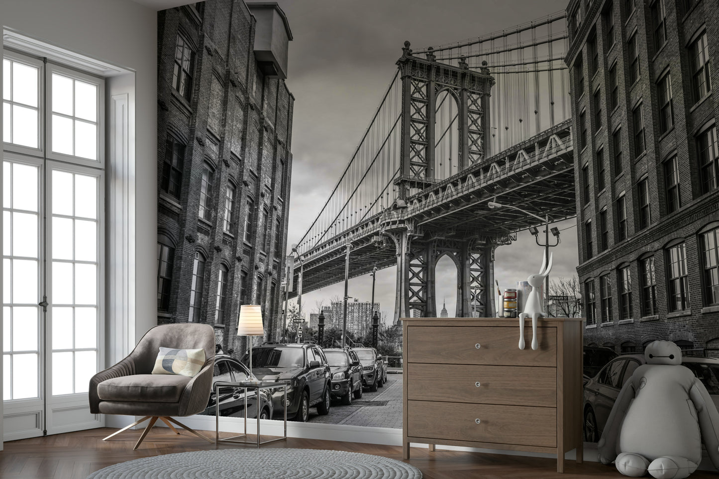 The tones are grayscale, highlighting the architecture and details.

