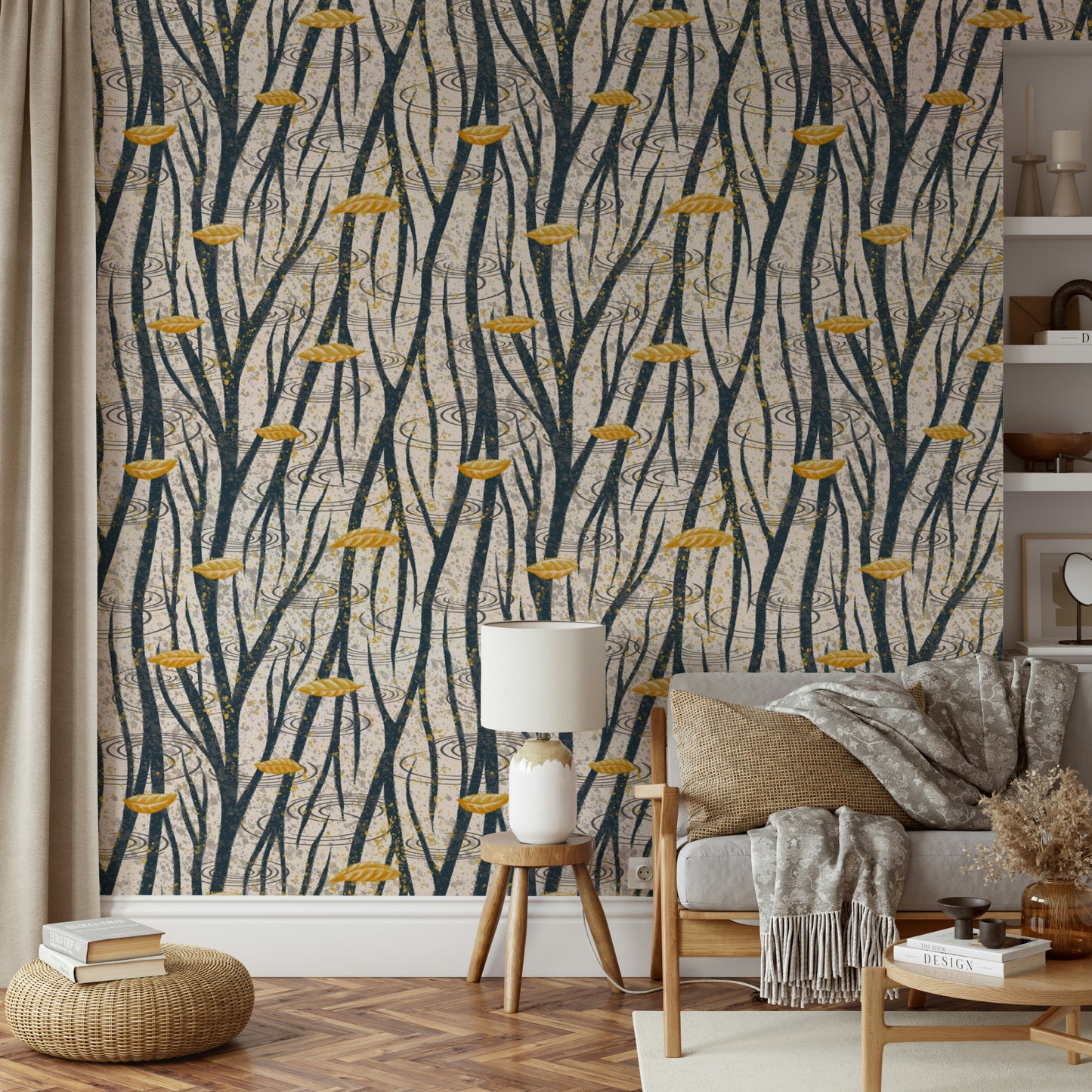 The mural extends across the entire wall, creating a smooth backdrop.

