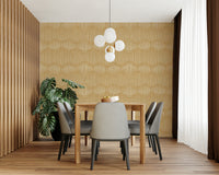A wall mural featuring a soft, abstract boho pattern.

