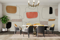A wall mural featuring a soft, abstract pattern with a flowing, harmonious feel.

