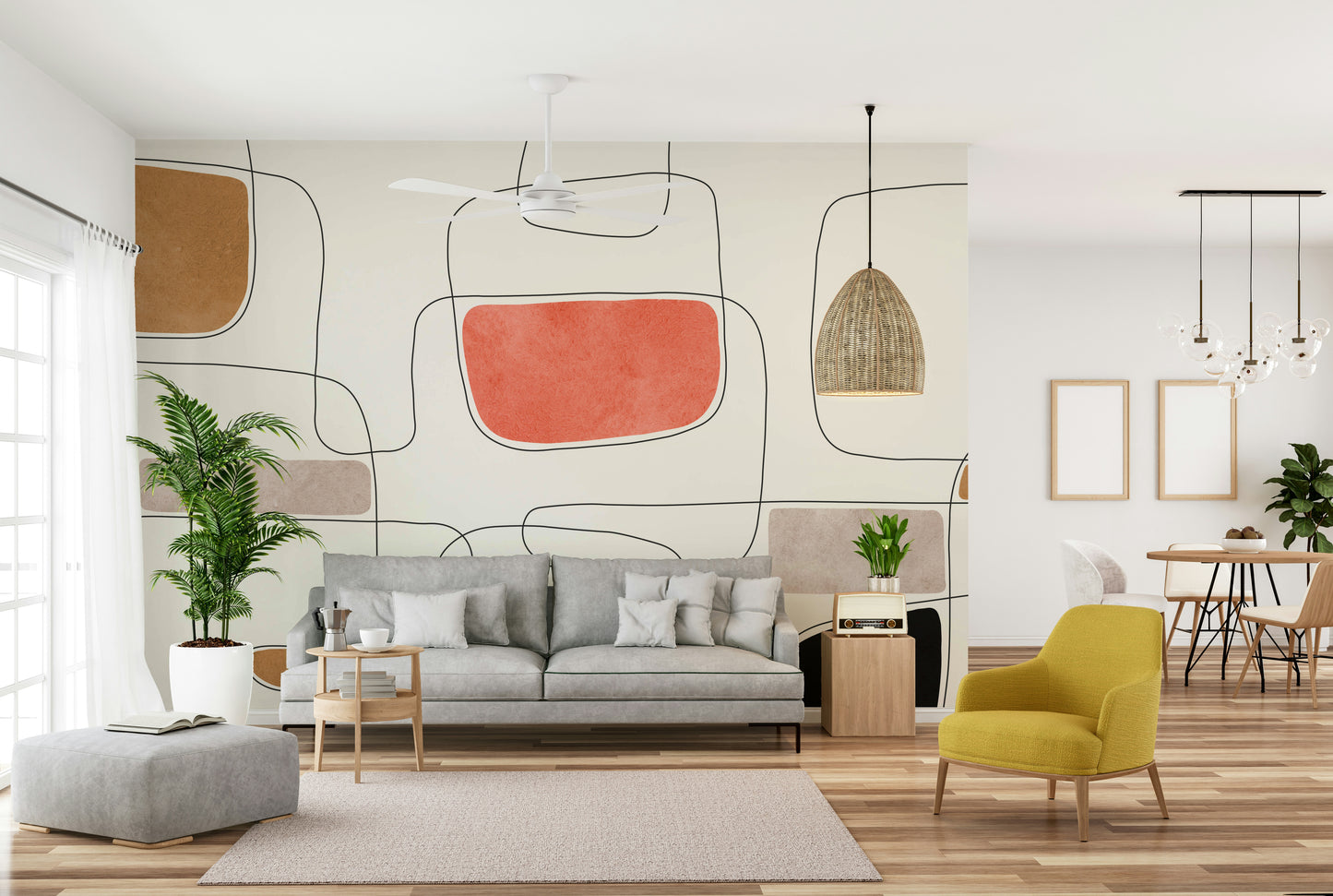 The image shows a full wall with subtle waves of color.

