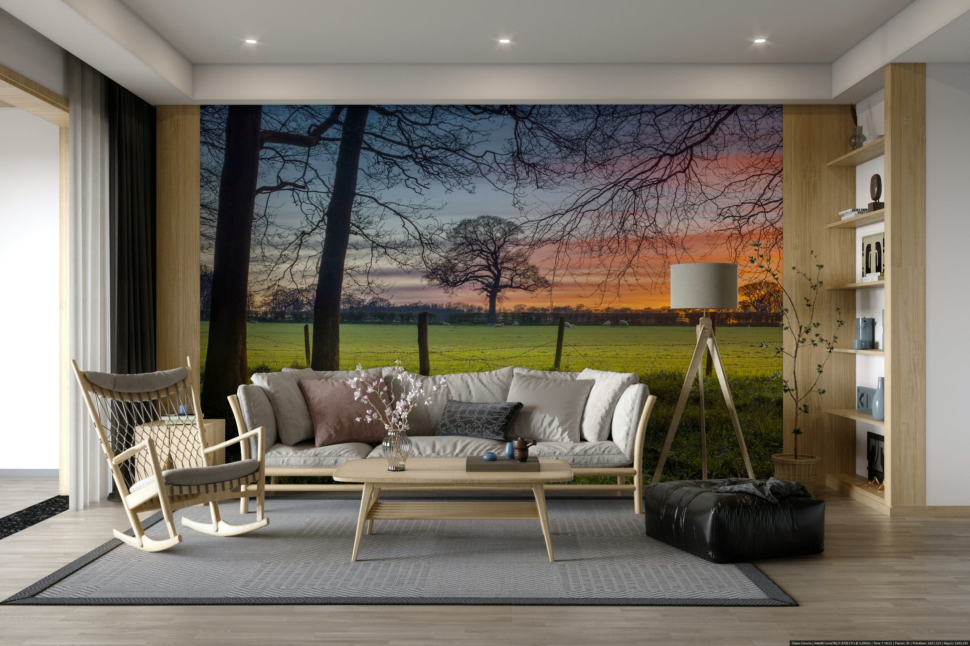 The design has a layered look, showing a long view into the field.

