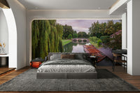 The colors are soft and gentle, with many shades of gray, blue, and green.

