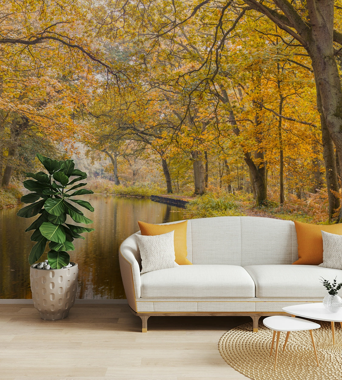 The colors are gentle and warm, with many shades of yellow, gold, and green.

