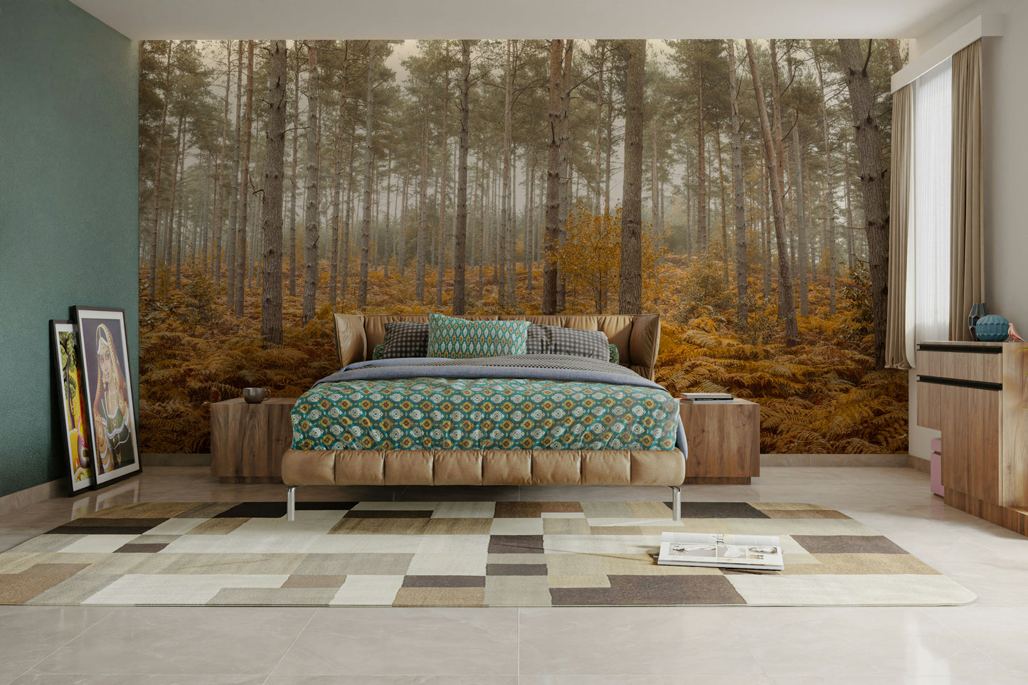 The design has a layered look, showing a long view into the trees.

