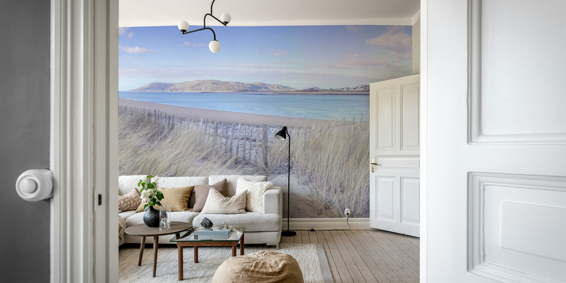 A high-quality print of a tranquil coastline.

