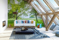 The mural has a soft, graceful feel.

