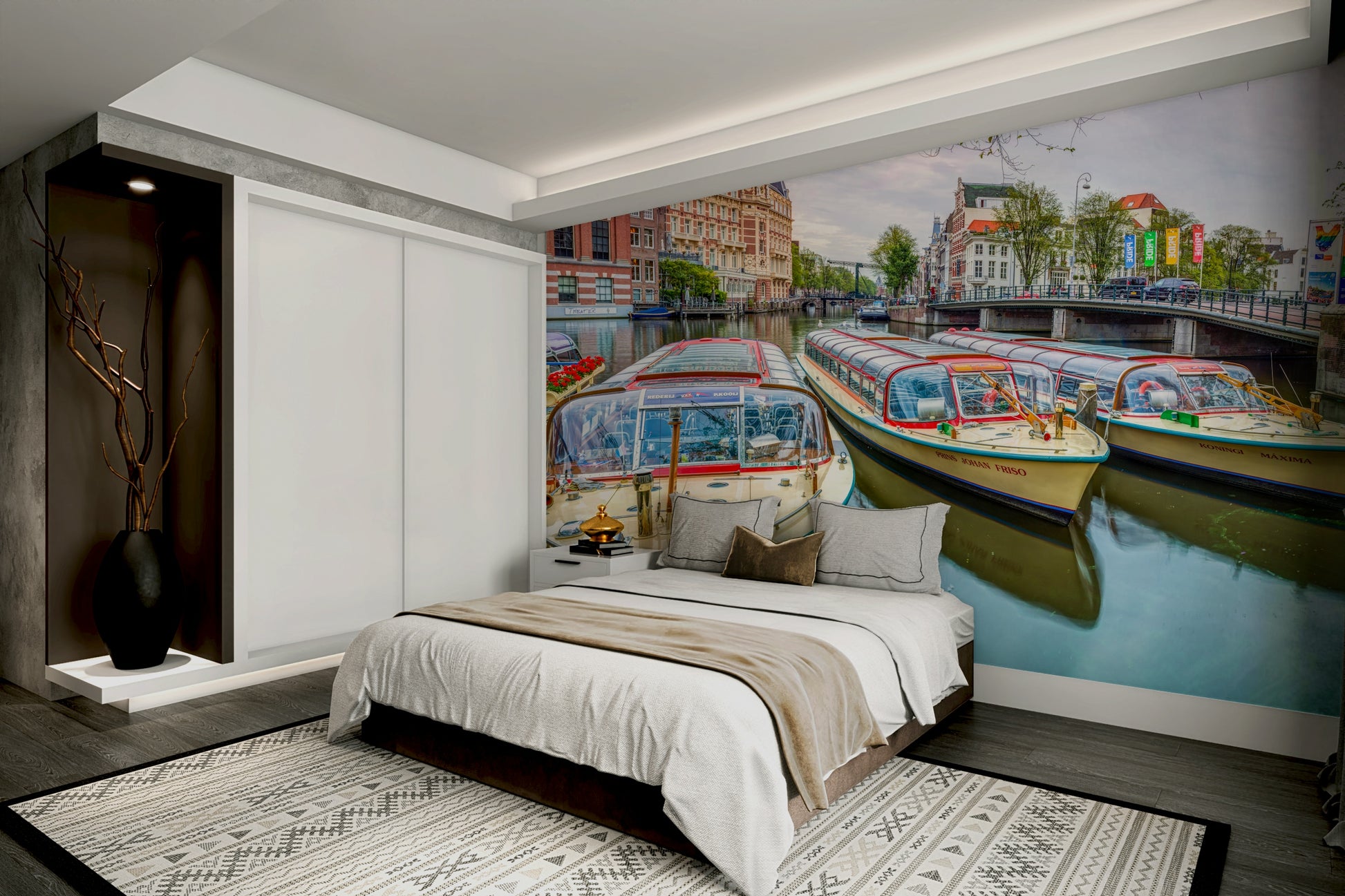 The mural has a soft, graceful feel.

