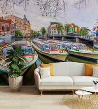 Wall mural of a charming Amsterdam canal.

