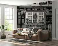 A close-up of the delicate buildings and flowers.

