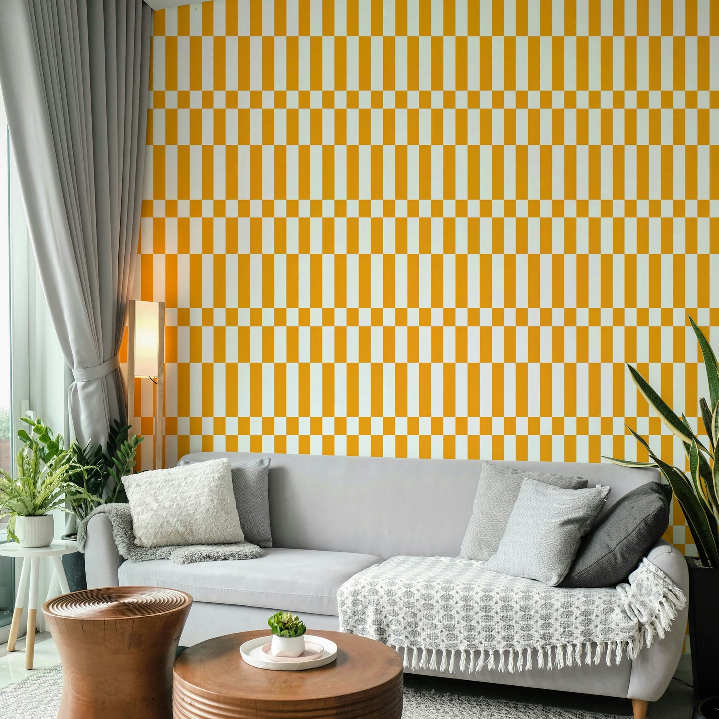 The room's lighting highlights the energetic feel of the pattern.

