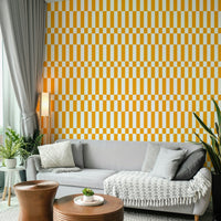 The room's lighting highlights the energetic feel of the pattern.

