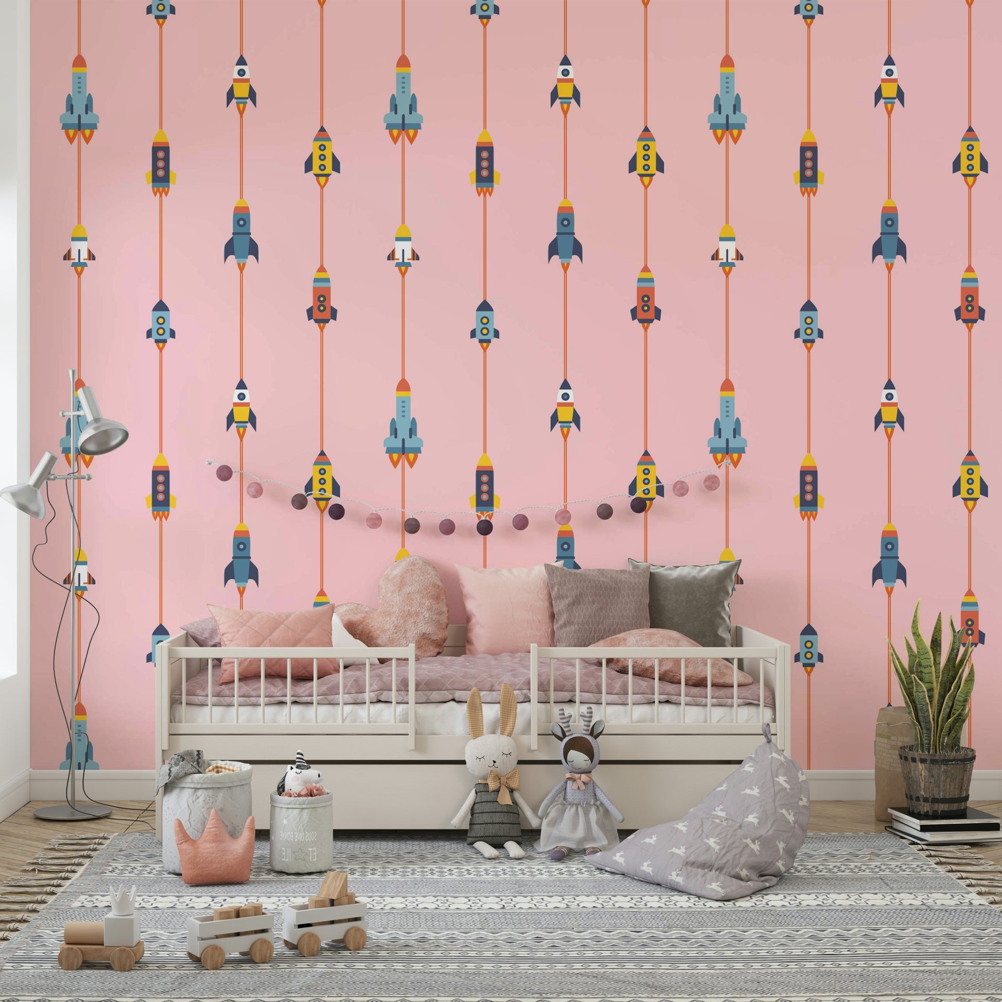 A wallpaper featuring a retro, whimsical pattern.

