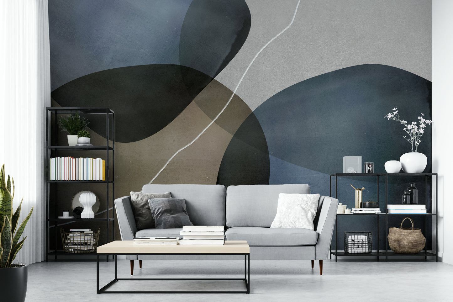 The wallpaper is perfect for a peaceful space.

