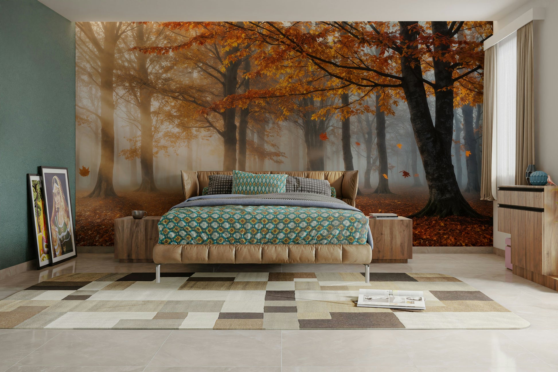 The mural has a soft, graceful feel.

